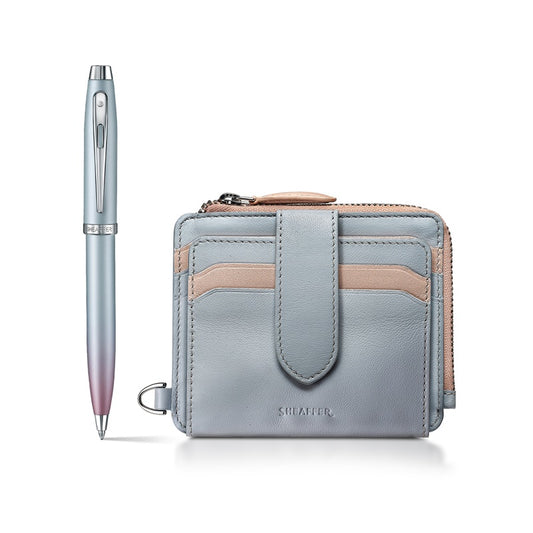 Sheaffer Expressions Gift Set 100 9376 Blue And Pink Pearlised Gradient Ballpoint Pen With Chrome-Plated Trims And Small Notebook