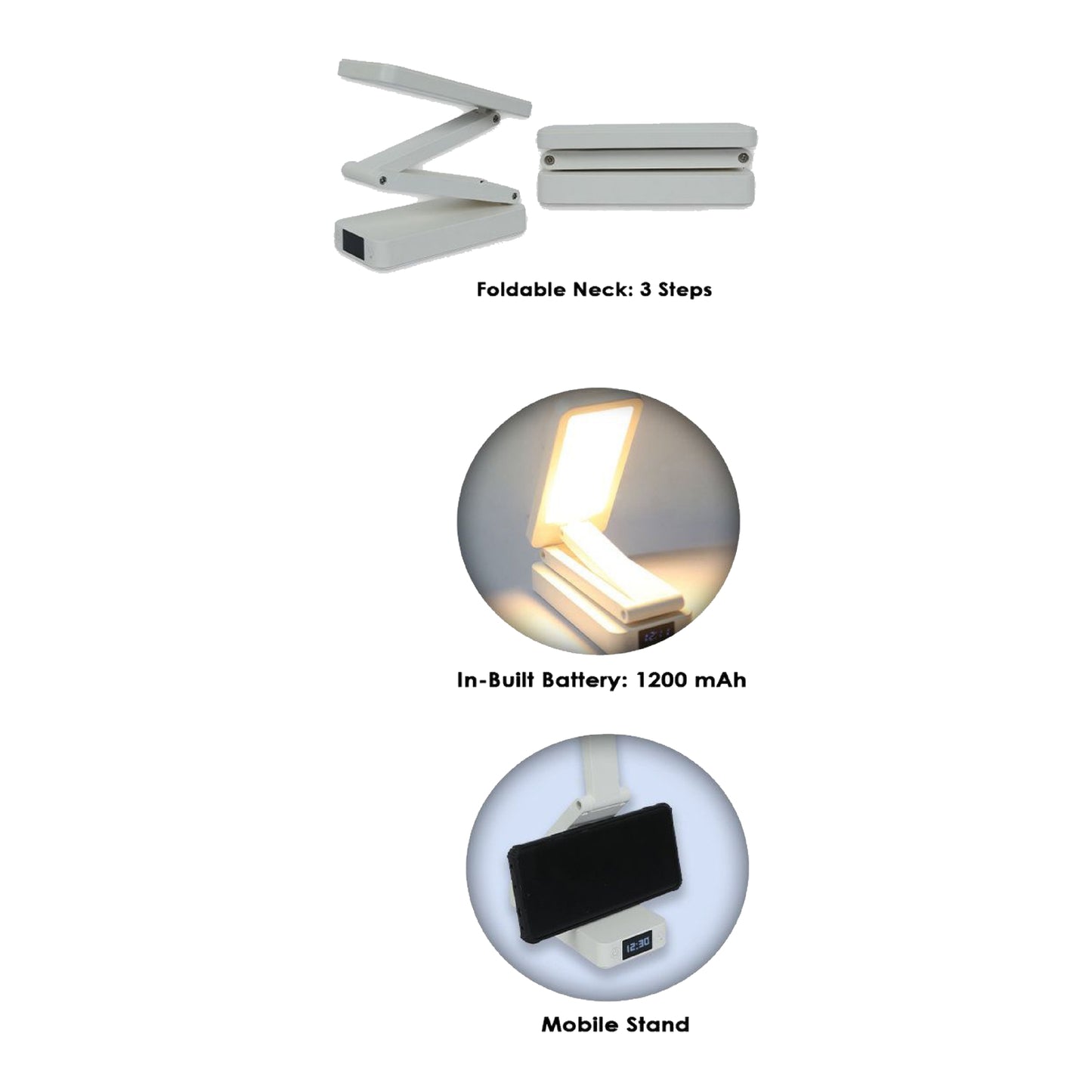 Beacon Foldable & Rechargeable Desk Lamp With Clock