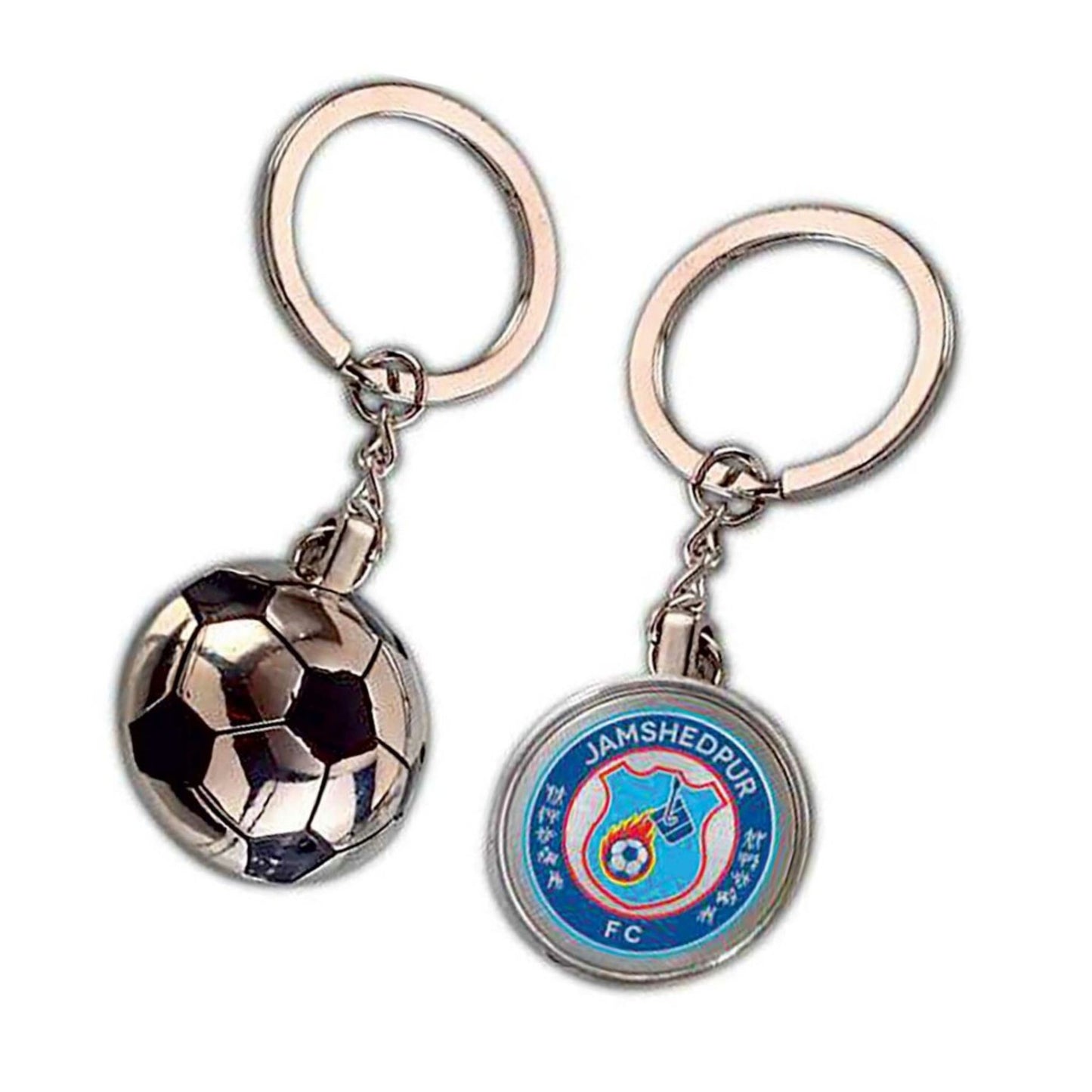 Metal Silver Premium Football Keychain