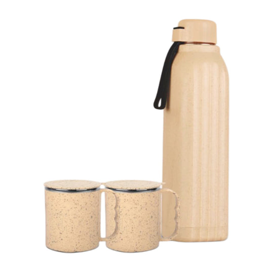 3 pc Eco Gift Set : Insulated Square Eco Steel bottle with 2 Eco Steel cups