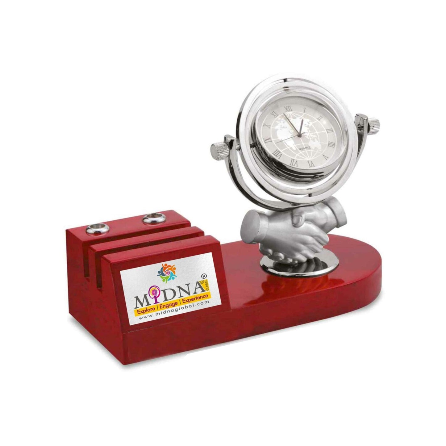 Handshake Clock Desk Set