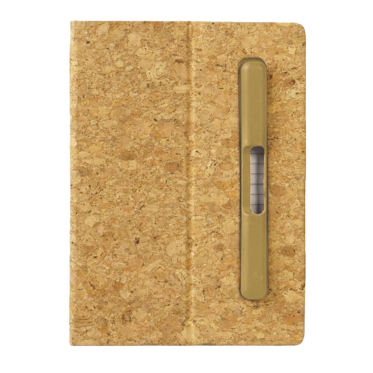 Cork A5 Notebook with Hard pen slot and Folding cover Phone Stand