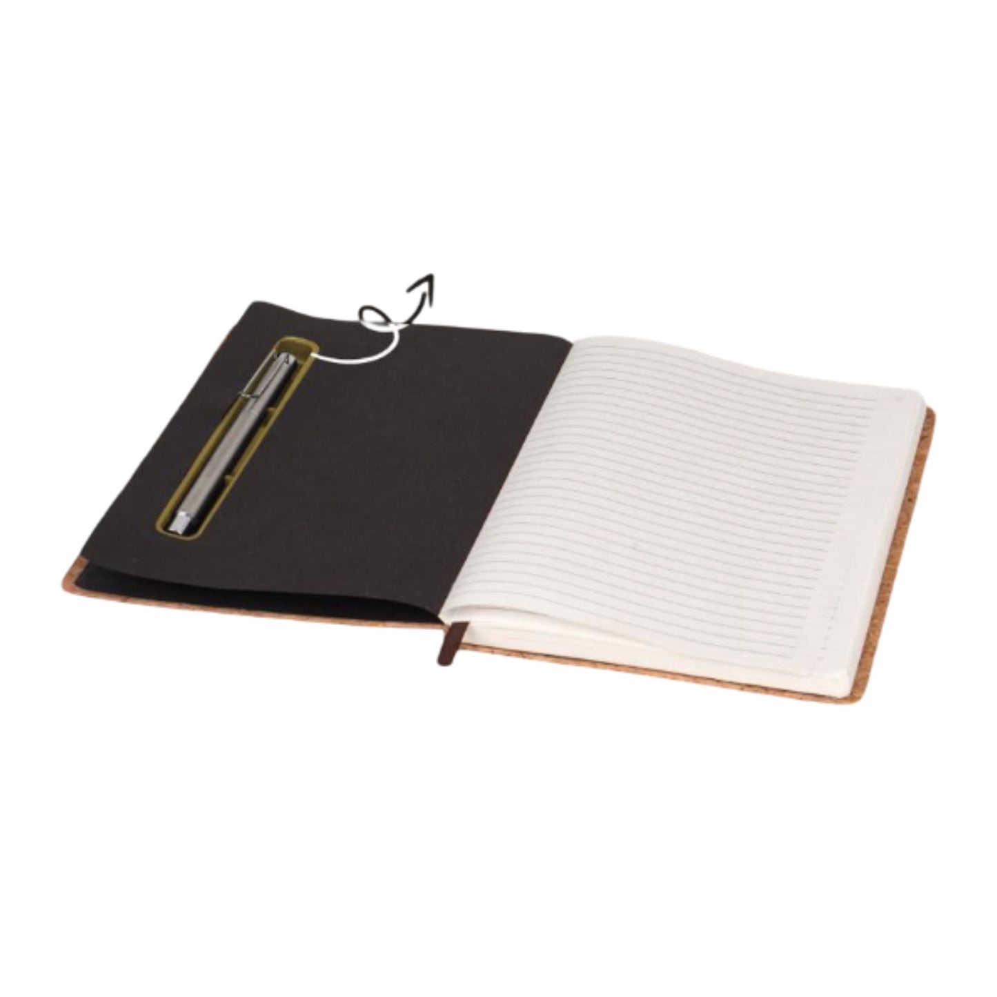Cork A5 Notebook with Hard pen slot and Folding cover Phone Stand