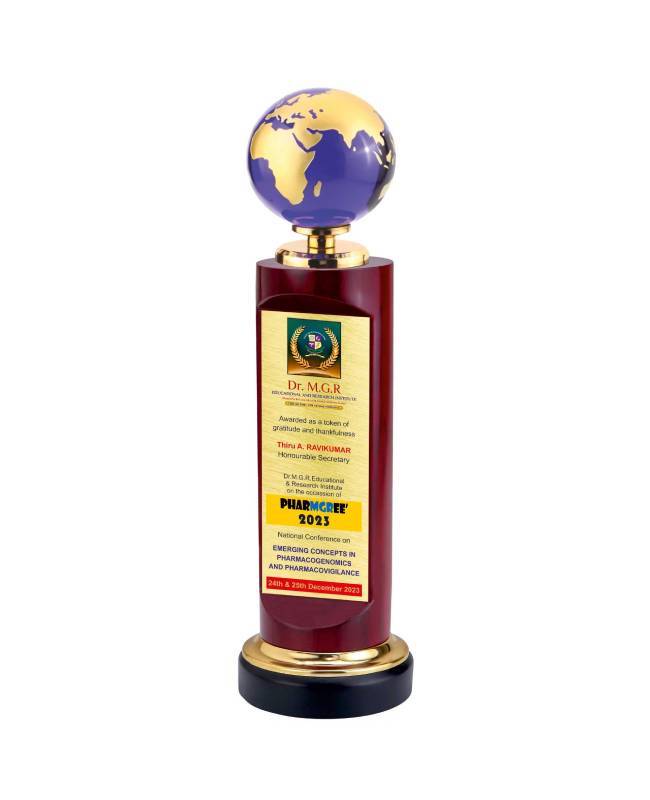 Designer Wooden Trophy With Globe