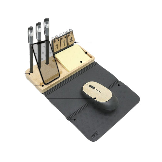 EcoBundle Bamboo Desk Set with Mouse, Mouse Pad, Calendar & Utility Stands
