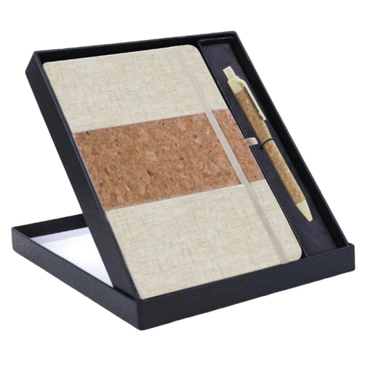 Notebook Gift set Eco: Cork & Linen A5 Notebook With Cork Bamboo Fiber Pen