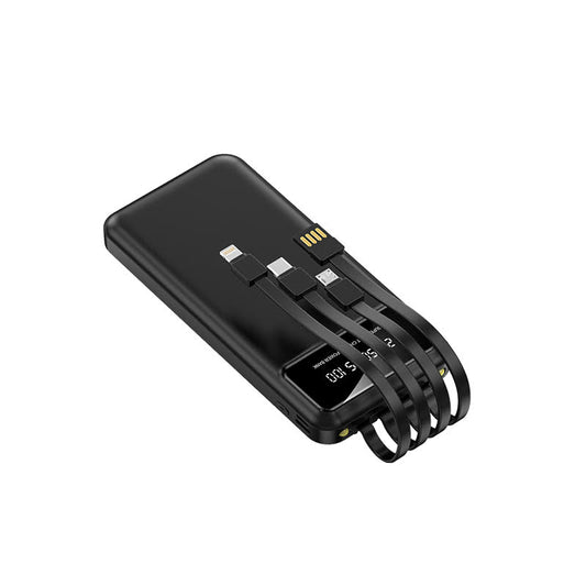 Power 10 (Display) 4-IN-1 Power Bank With Mobile Stand & Built-IN Cables