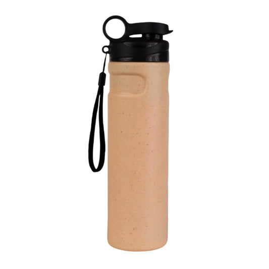 Insulated Straight Steel bottle with Rice husk outer body