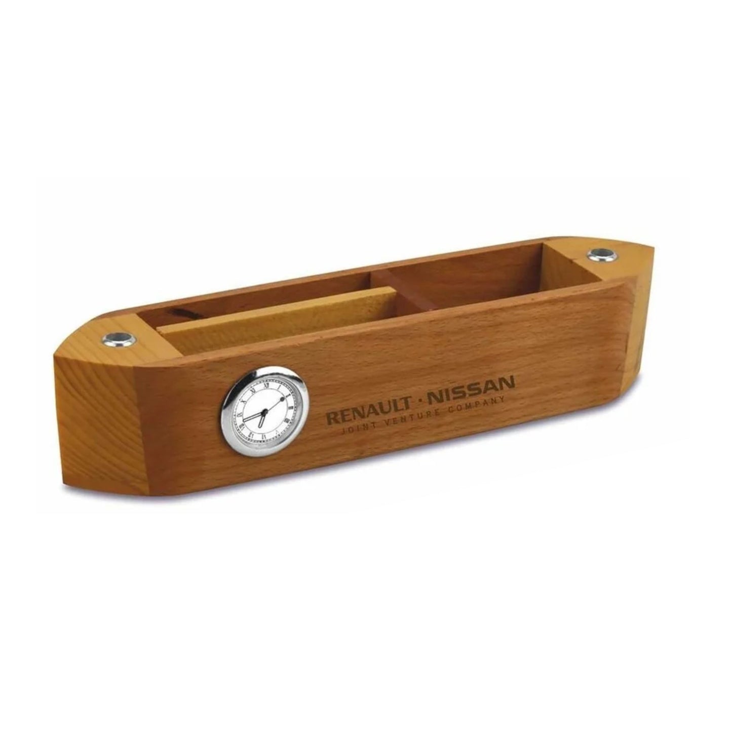 Unique Wooden Boat Shape Desk Organizer With Clock
