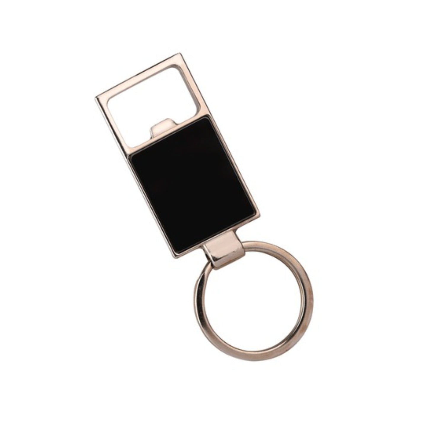 Glossy Black Finished Square keychain with opener