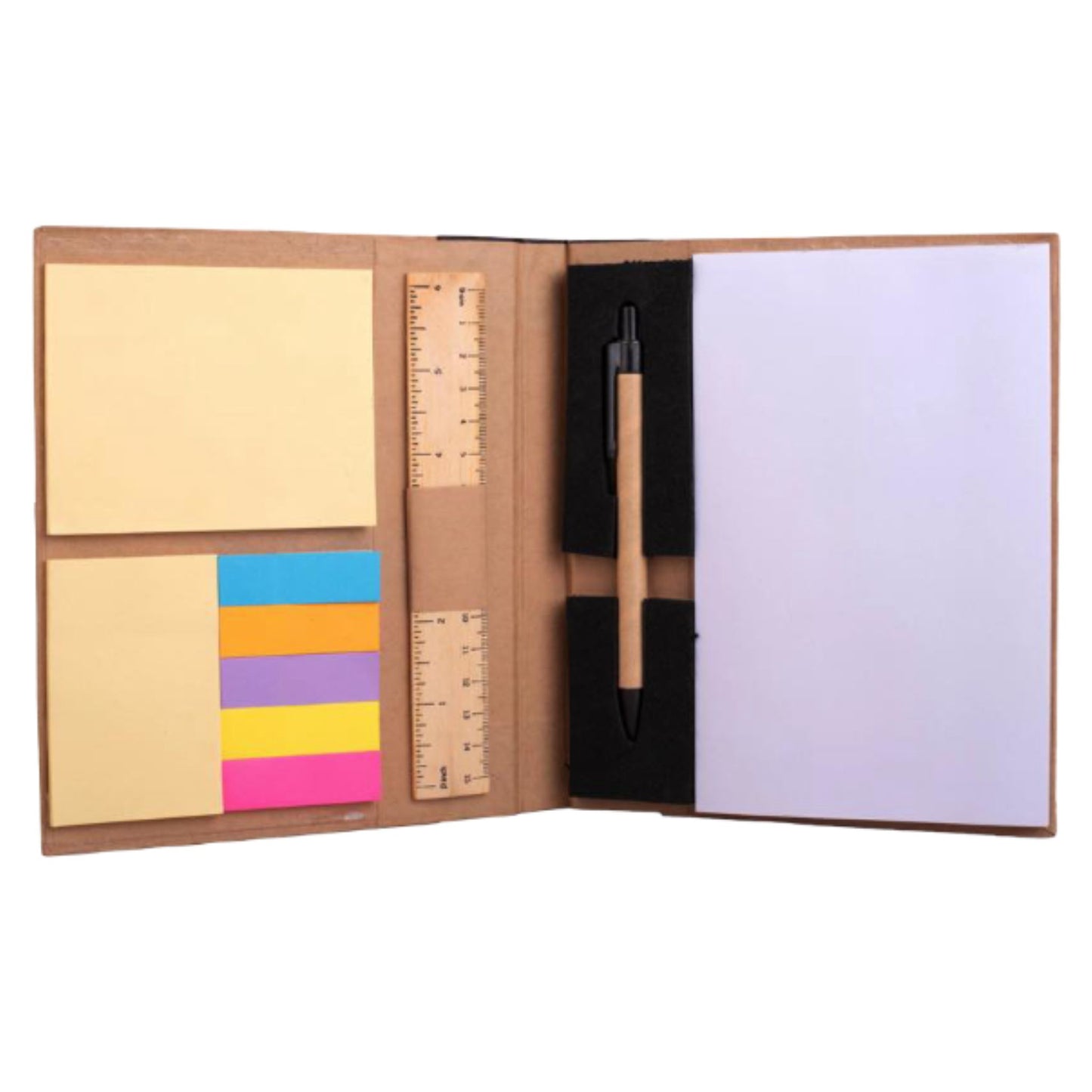 Eco Notebook with Eco Pen, Wooden Ruler and Sticky notes