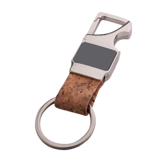 Rectangle hanging metal keychain with Bottle Opener