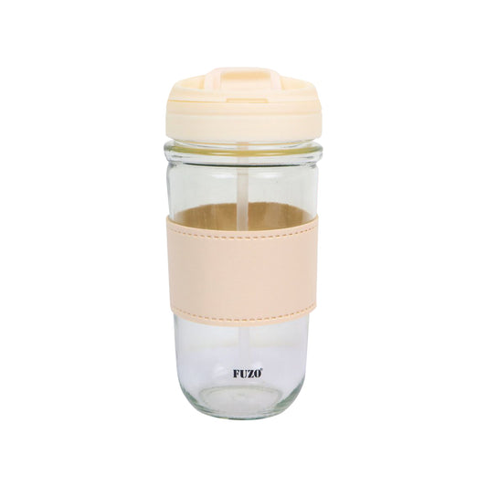 FlipSip Glass Mug With Dual Sipper Lid & Mobile Stand