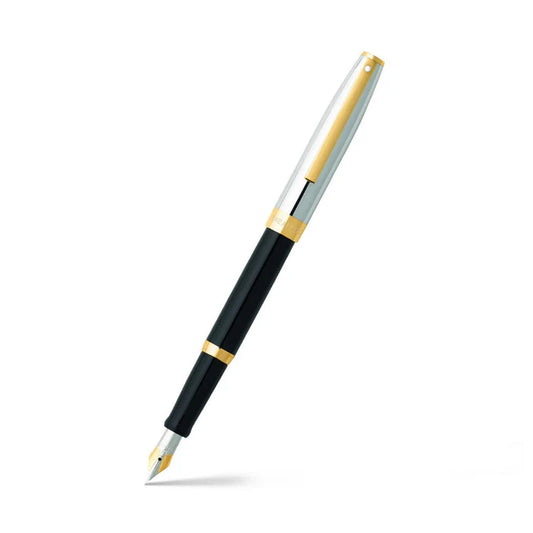 Sheaffer® 9475 9471 Glossy black body with a chrome cap and gold tone trim