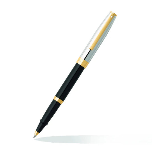 Sheaffer® 9475 9471 Glossy black body with a chrome cap and gold tone trim