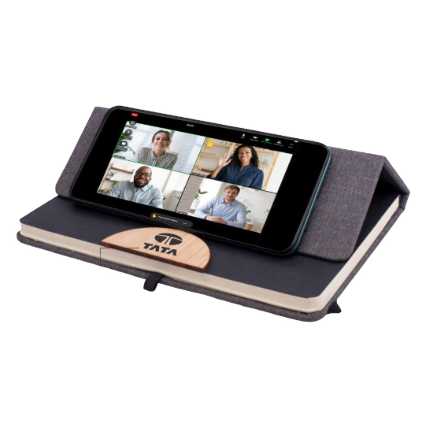 D style Bamboo notebook with Phone stand and Elastic fastener