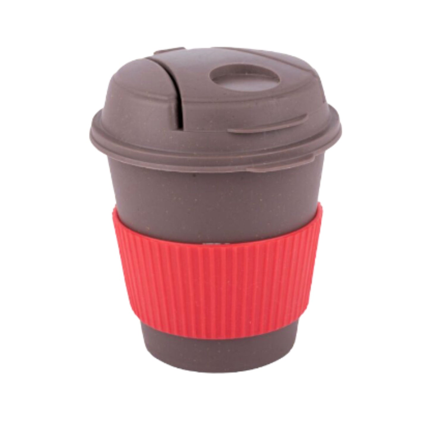 Bamboo Dark Coffee mug: Eco friendly mug with flip top Lid and Anti-Scald sleeve