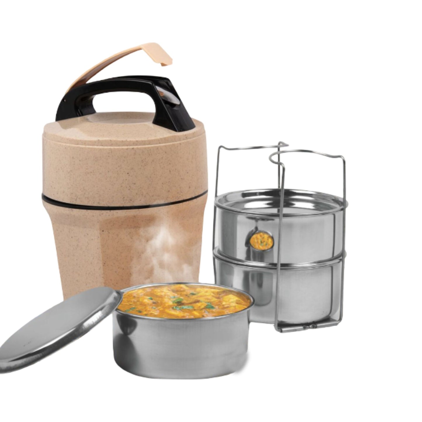 Octomeal Eco: 3 Steel container lunch box with spoon