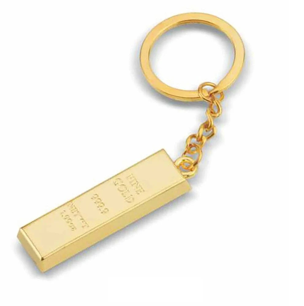 Golden Stainless Steel Gold Bar Keychain