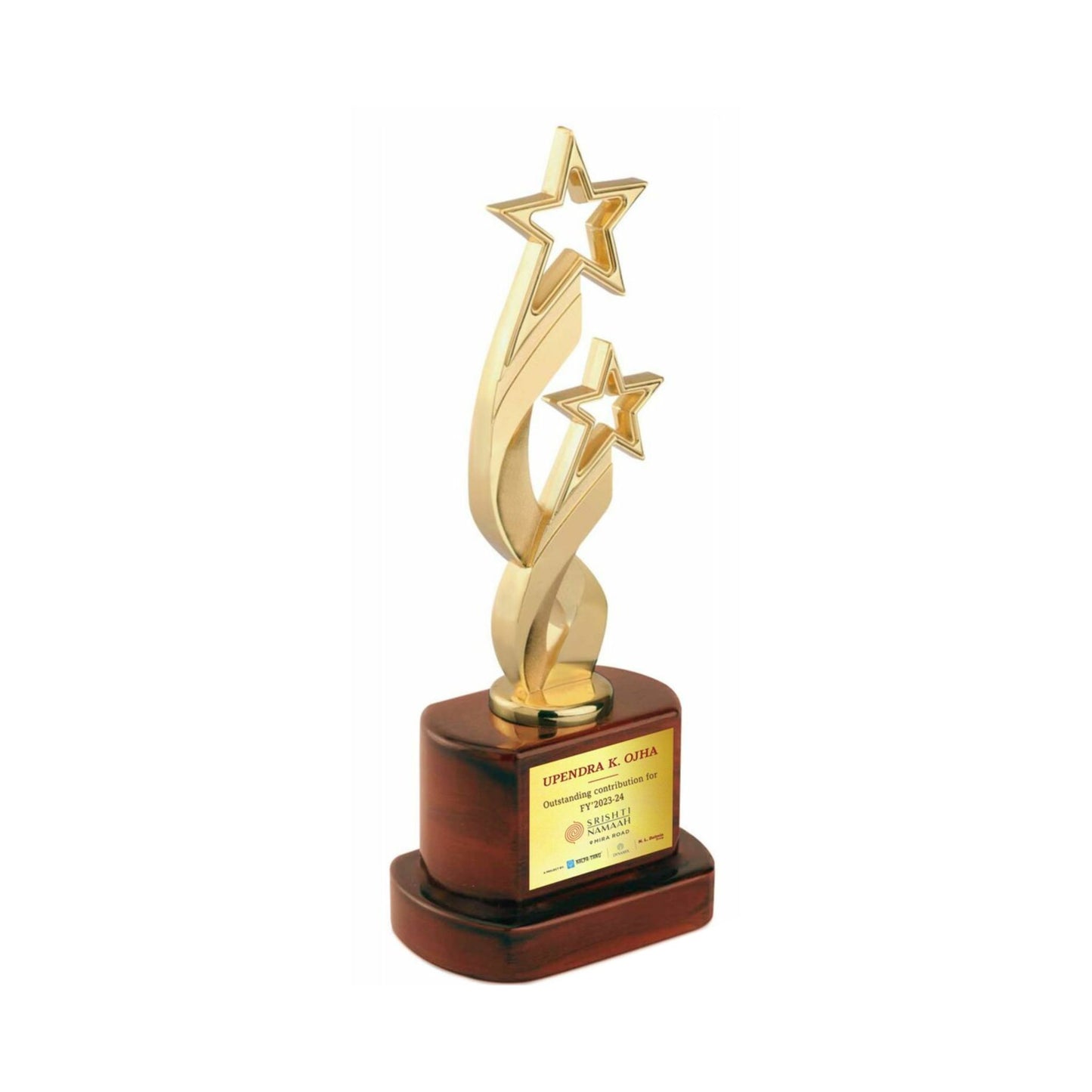 Twin Star On Wooden Base