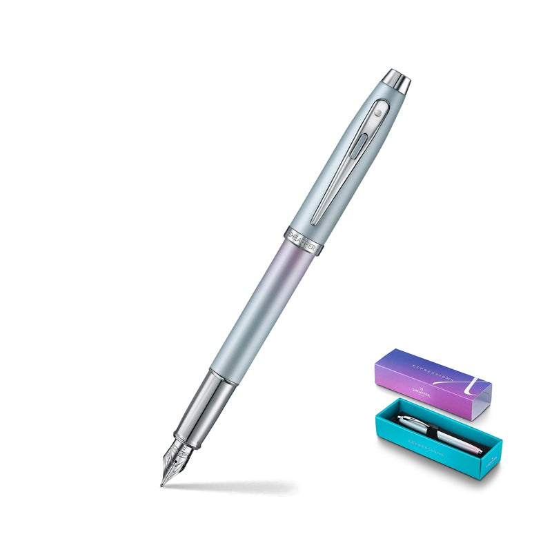Sheaffer Expressions 100 9376 Blue And Pink Pearlised Gradient Fountain Pen With Chrome-Plated Trims -Medium