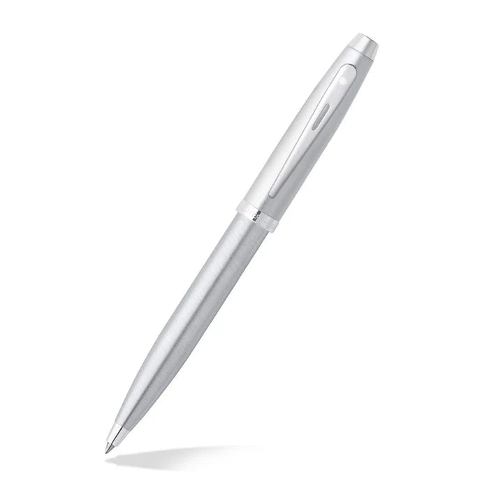 9306 BP + BCH Sheaffer Gift Set ft. Brushed Chrome 100 Ballpoint Pen with Chrome Trims and Business Card Holder