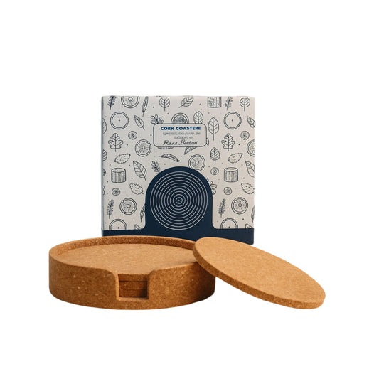 4 Cork Coasters With Holder