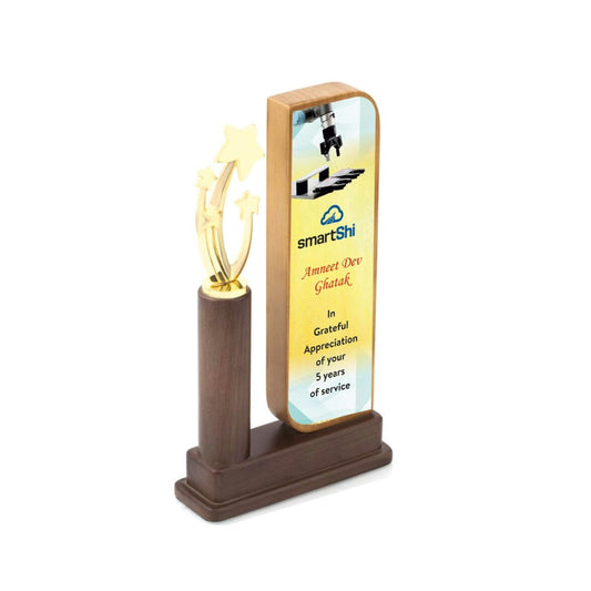 Eco-Friendly Steam Beech Pillar 4-Star Trophy