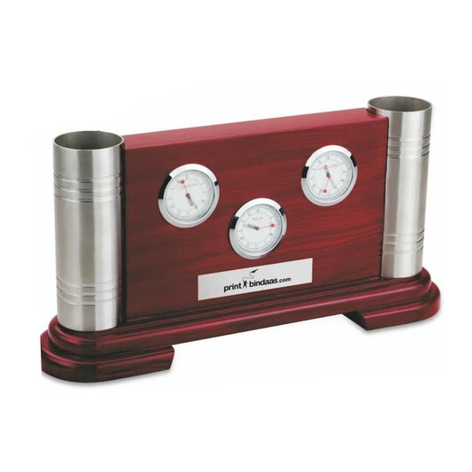 World Time Desk Clock With Pen Stand