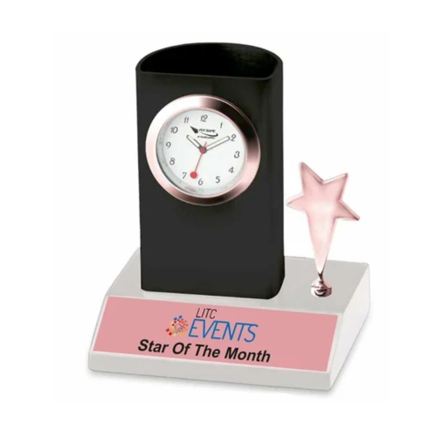 Wooden Rose Gold Star With Pen Stand Desktop