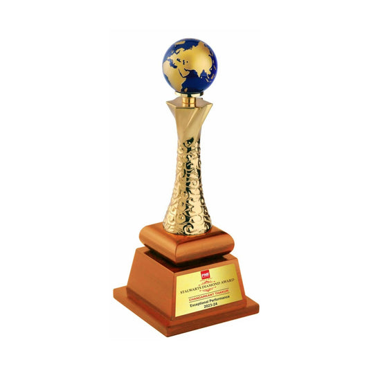 Globe Tower On Wooden Base