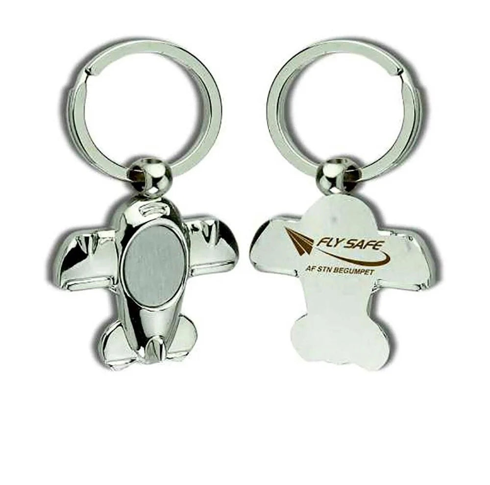 Silver Metal Unique Aeroplane Keychain