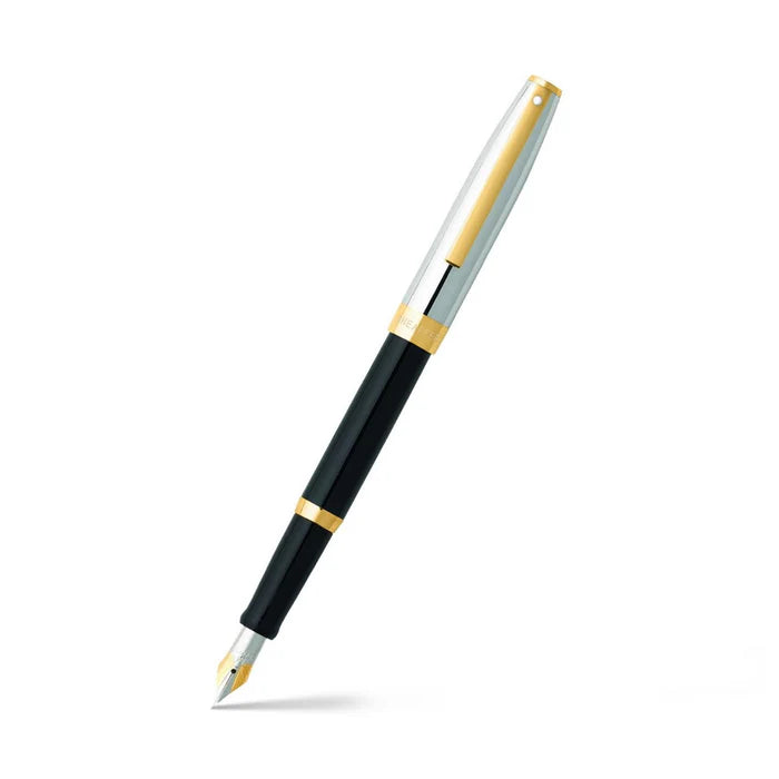 Sheaffer® 9475 9471 Glossy black body with a chrome cap and gold tone trim