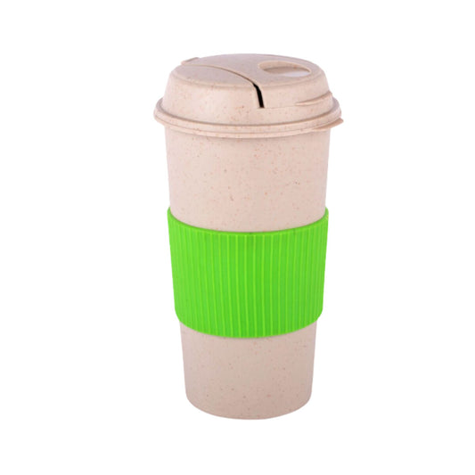Tall Bamboo Coffee mug: Eco friendly mug with flip top Lid and Anti-Scald sleeve