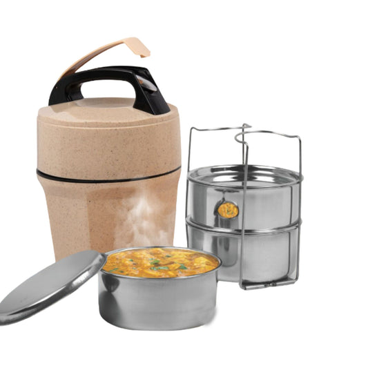 Octomeal Eco: 3 Steel container lunch box with spoon