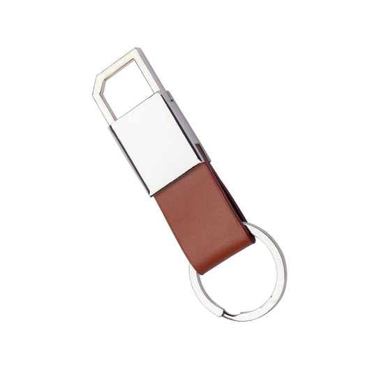 Brown Leather Strap Metal 600 Keychain