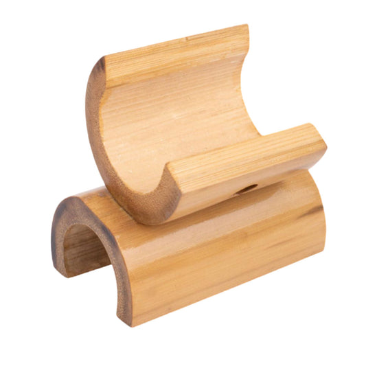 Bamboo Half moon phone stand with mobile Charging hole