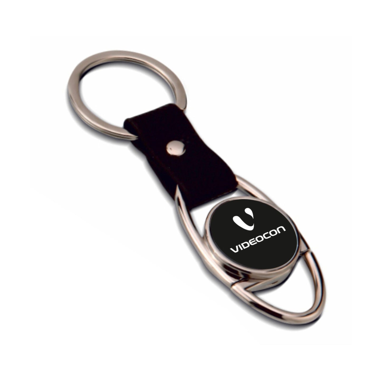 Oval PU Strap Keychain With Metal Ring