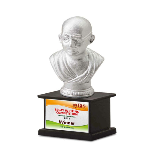 Metal Gandhi Memento Trophy, On A Wooden Base