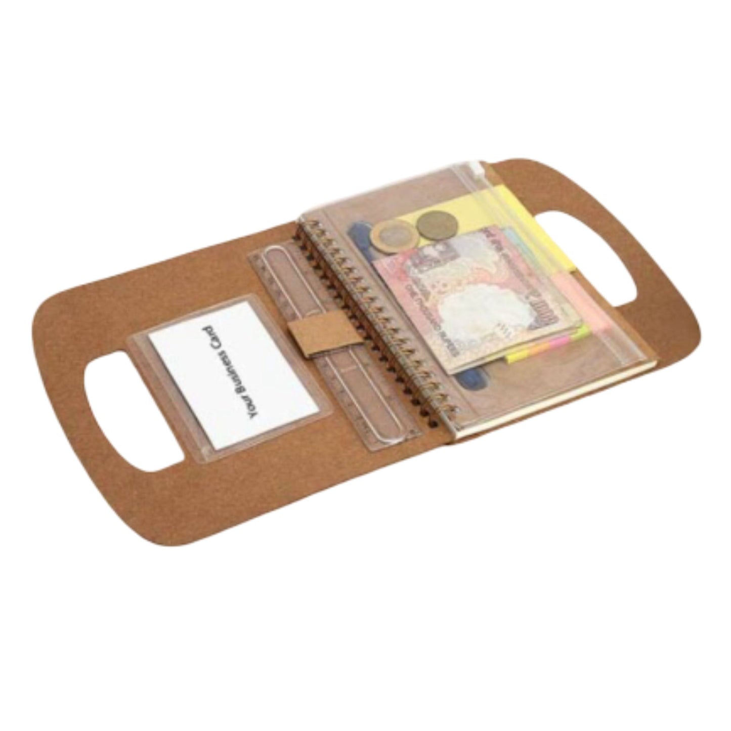 Writing buddy: Diary with pen, wallet, sticky pads and carrying handle