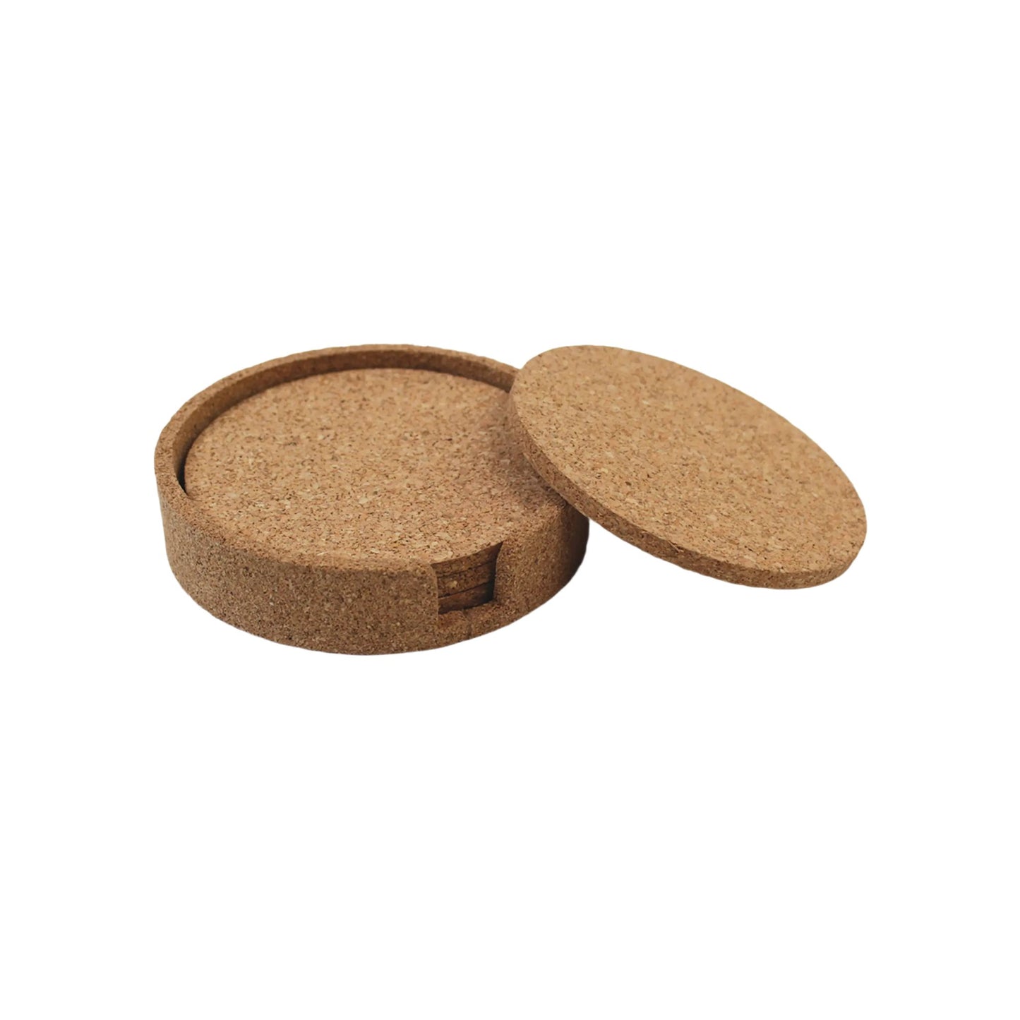 4 Cork Coasters With Holder