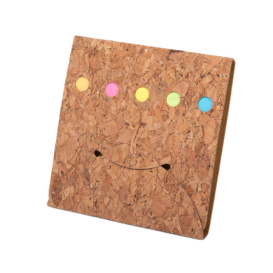 Smily Cork notepad with Sticky notepad and strips