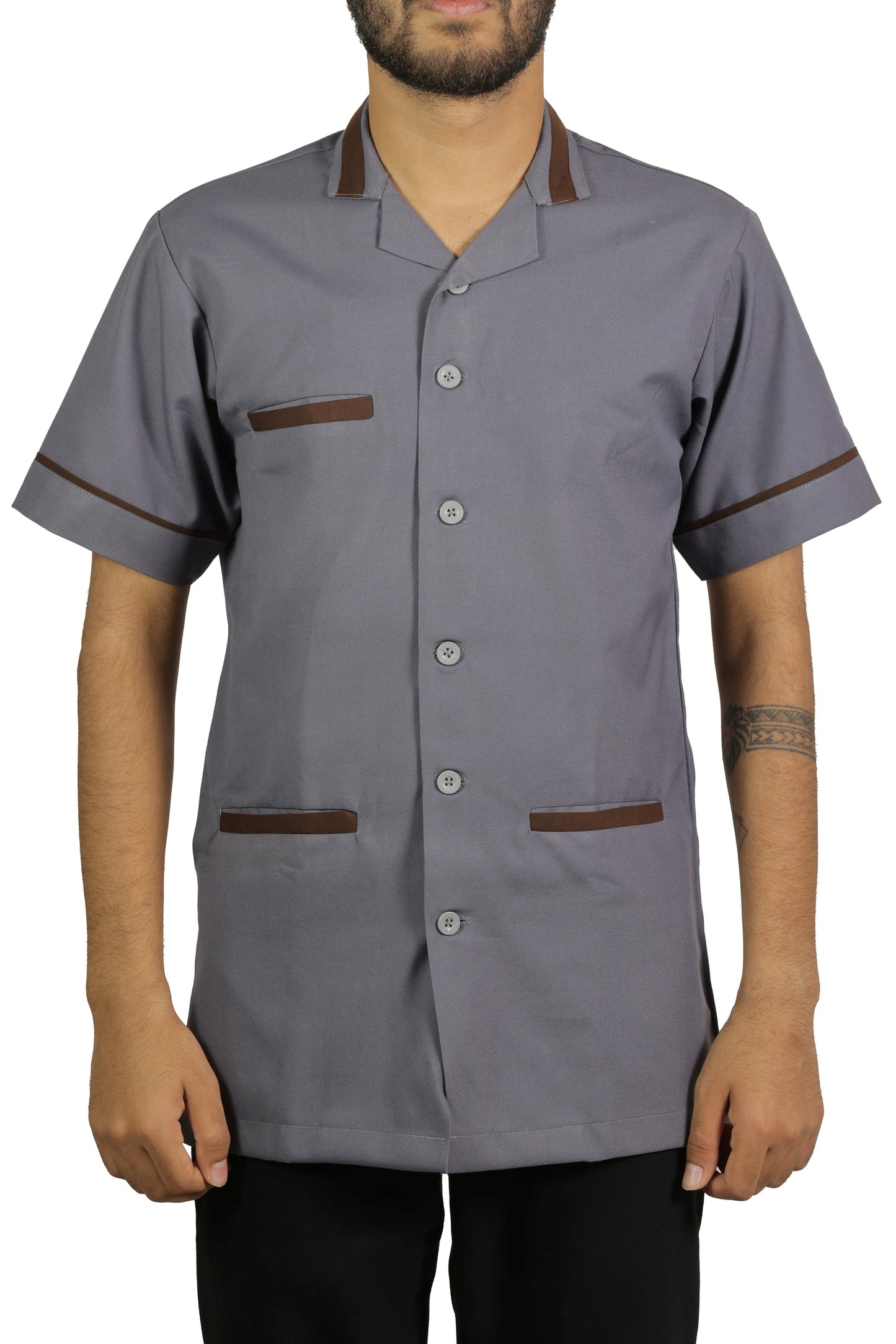 Gray Housekeeping Shirt Formal Collar