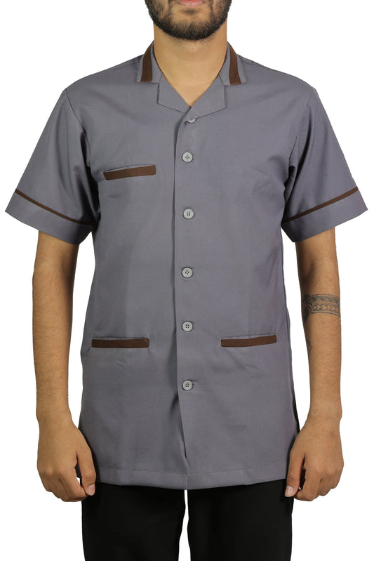 Gray Housekeeping Shirt Formal Collar