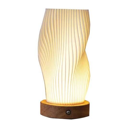 timalfi Flower Vase 3D Wave with Natual Bamboo Base Lamps